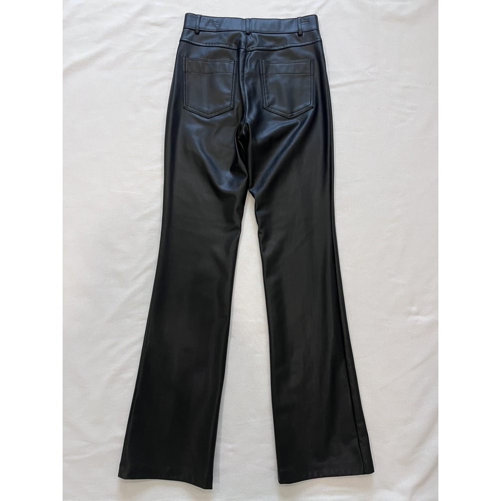 Zara Women's Black Faux Leather High Waisted Ankle Zip Pants Size Small - Picture 6 of 8